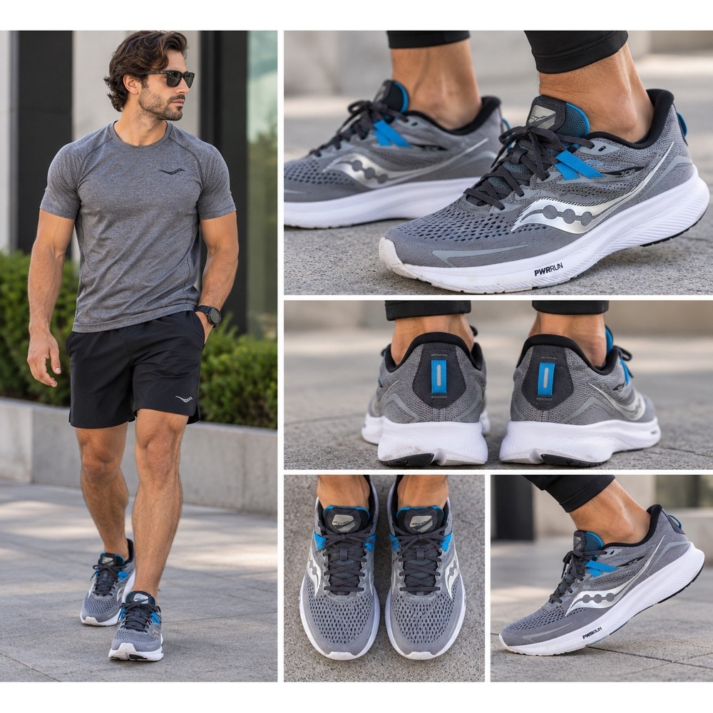 Saucony Ride 15 Mens Running Shoes Grey Blue S20729-16 Low Top Sneakers